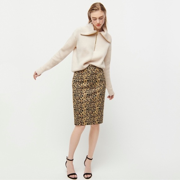 J. Crew No 2 Pencil Skirt Stretch Cotton Leopard Size 4 NWT - Picture 13 of 15